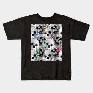 Skull Butterfly, Skulls And Rainbow Butterflies Kids T-Shirt